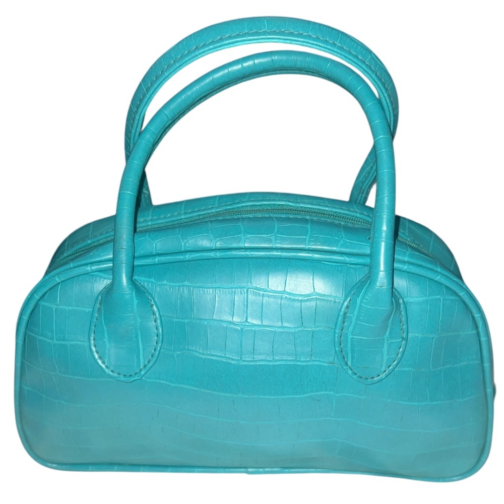 Estee Lauder Turquoise Crocodile-Pattern Satchel